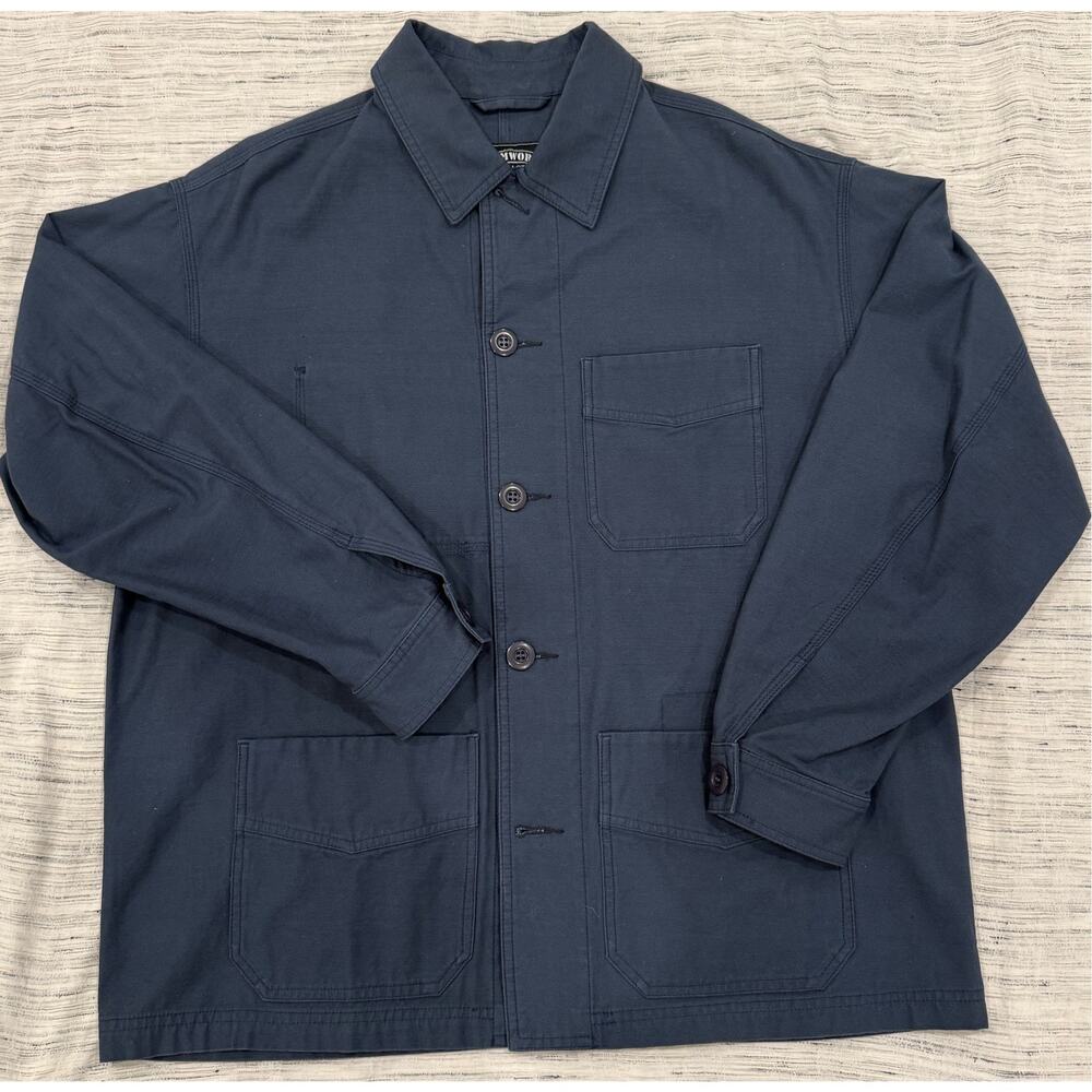 FrizmWORKS Backsatin French Work Jacket Vintage Blue Medium